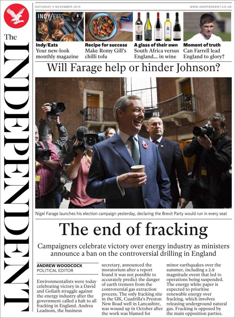 Portada de The Independent (Reino Unido)