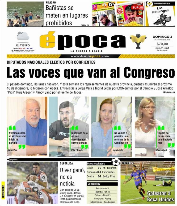 Portada de Diario Época (Argentina)