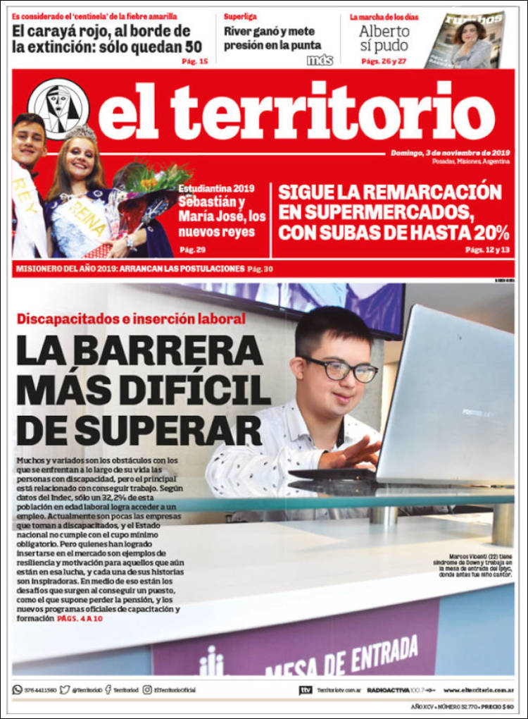 Portada de El Territorio (Argentina)