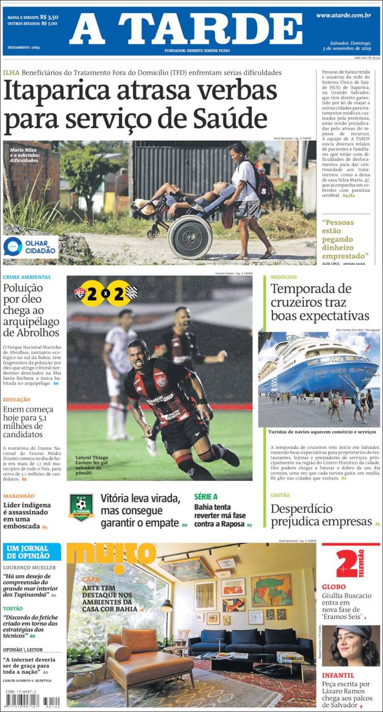 Portada de Diário A Tarde (Brasil)