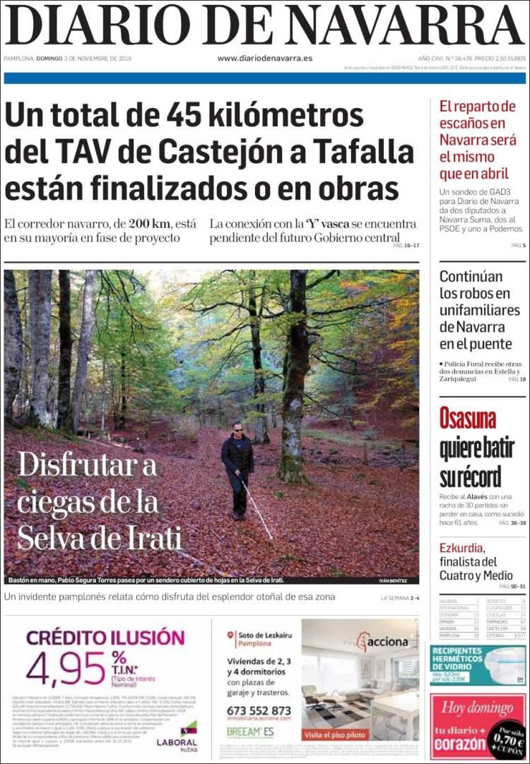 Portada de Diario de Navarra (España)