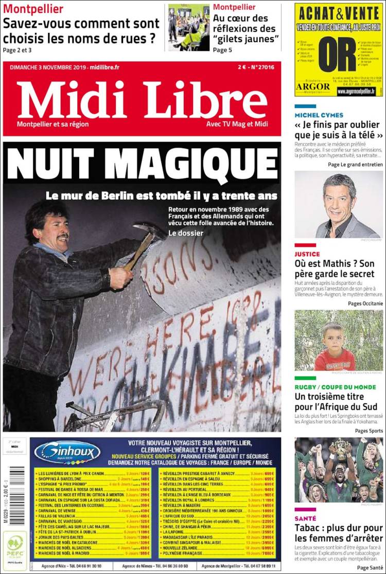 Portada de Midi Libre (Francia)
