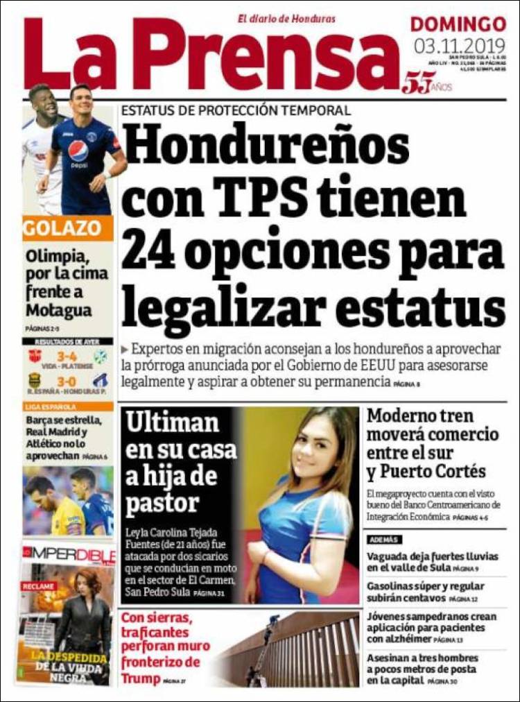 Portada de La Prensa (Honduras)