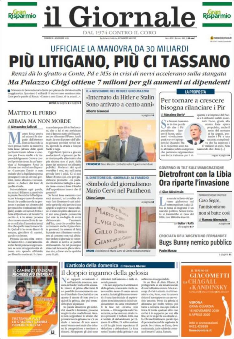 Portada de il Giornale (Italia)
