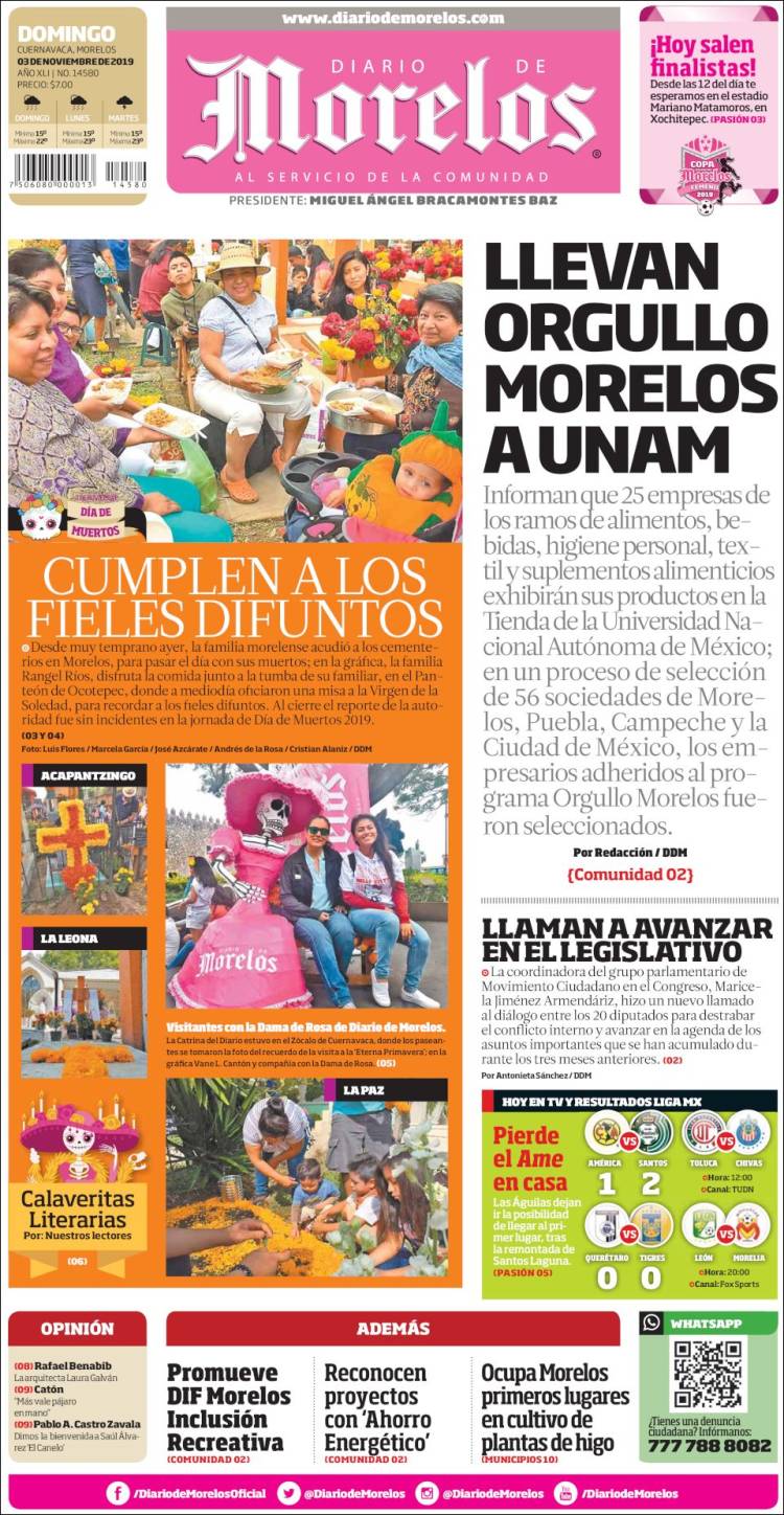 Portada de Diario de Morelos (M&eacute;xico)