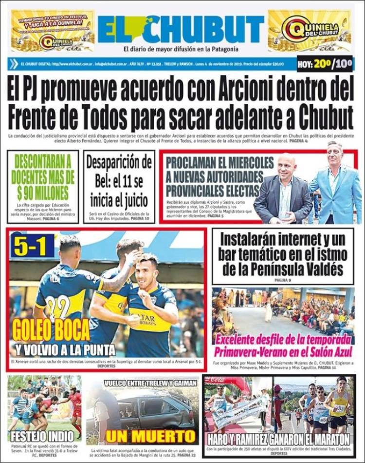Portada de El Chubut (Argentina)