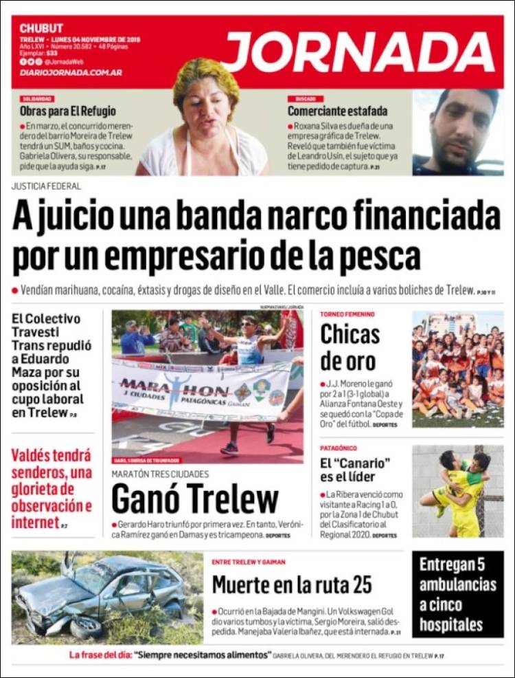 Portada de Diario Jornada en la Patagonia (Argentina)