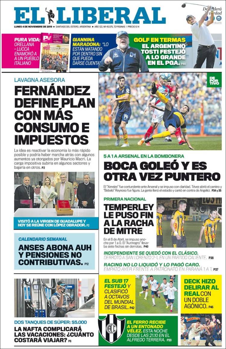 Portada de Diario El Liberal (Argentina)