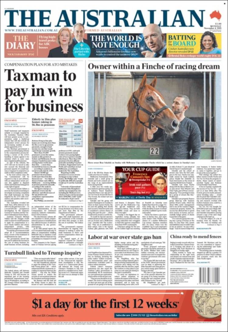 Portada de The Australian (Australia)