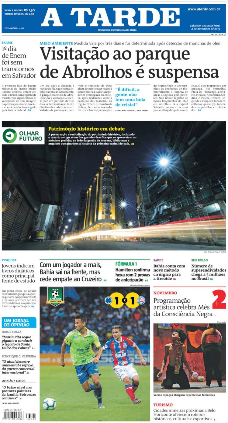Portada de Diário A Tarde (Brasil)