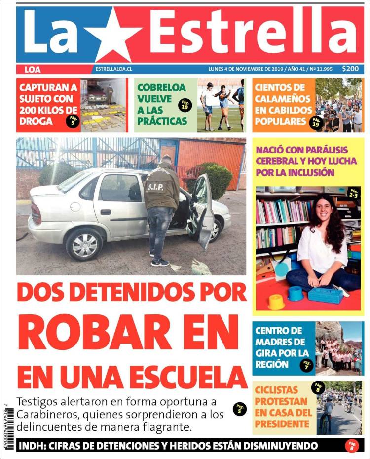 Portada de La Estrella de Loa (Chile)
