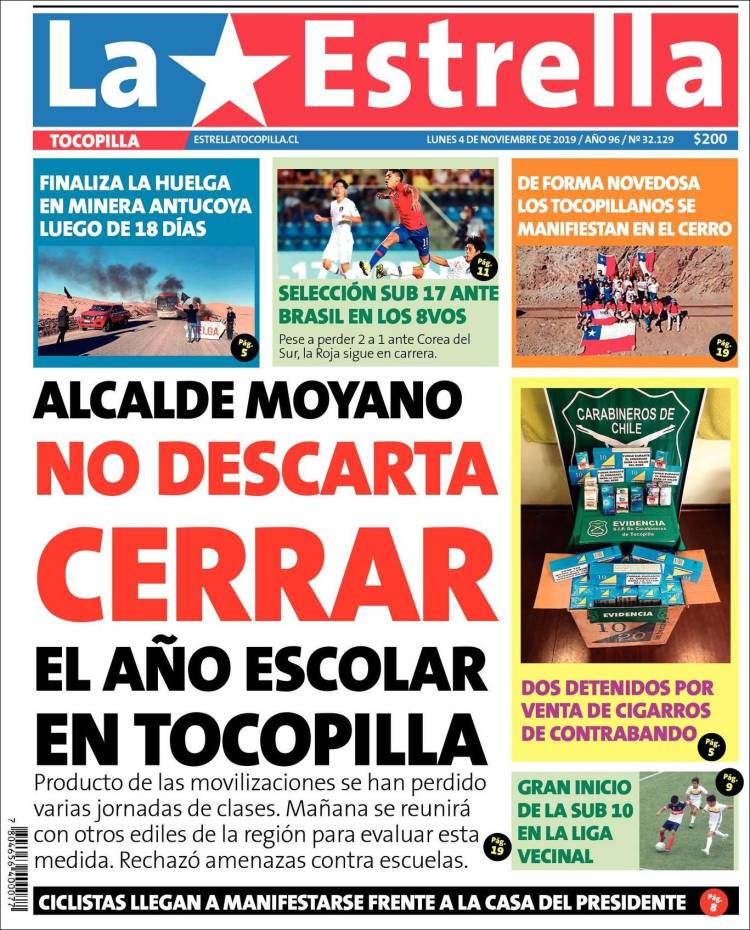 Portada de La Estrella de Tocopilla (Chile)