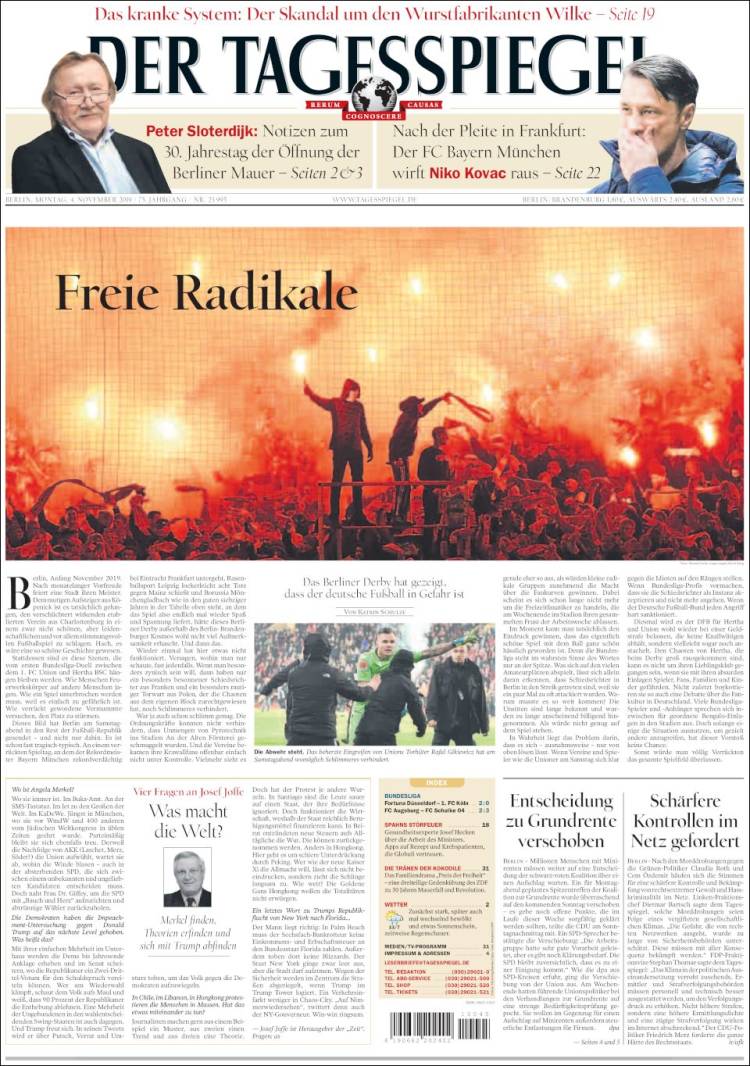 Portada de Der Tagesspiegel (Alemania)
