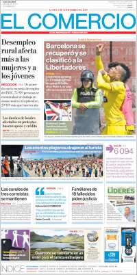 Portada de El Comercio (Ecuador)