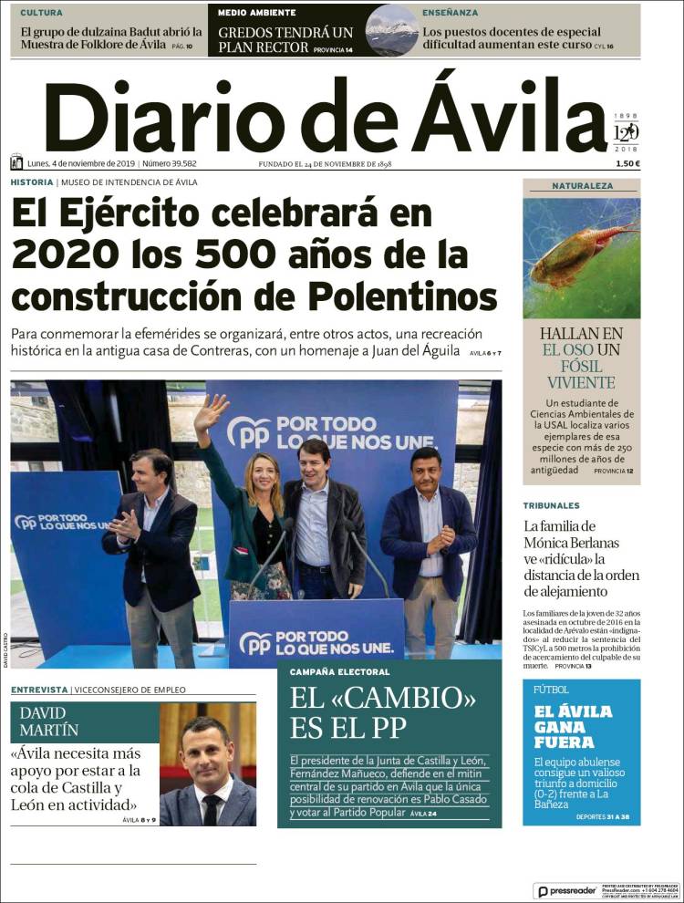 Portada de Diario de Ávila (España)