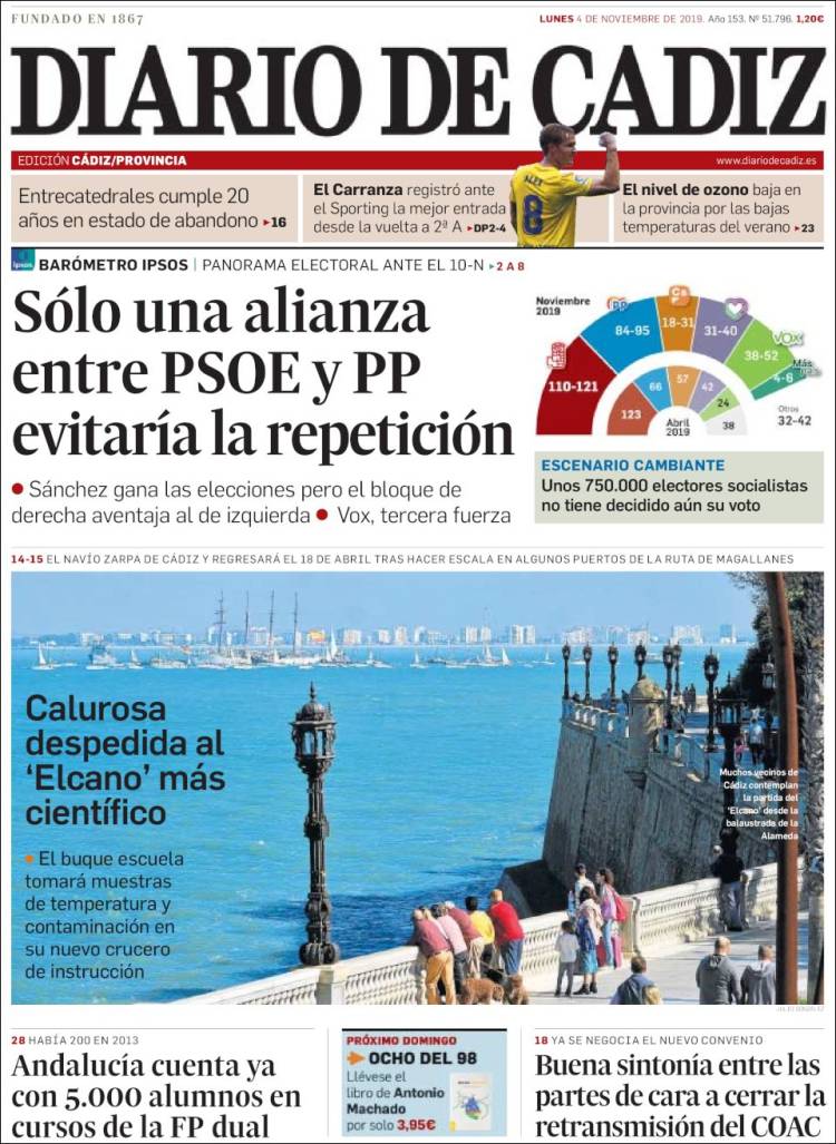 Portada de Diario de Cádiz (España)