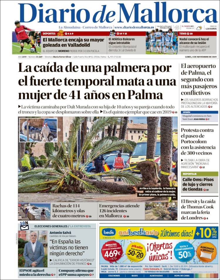 Portada de Diario de Mallorca (España)