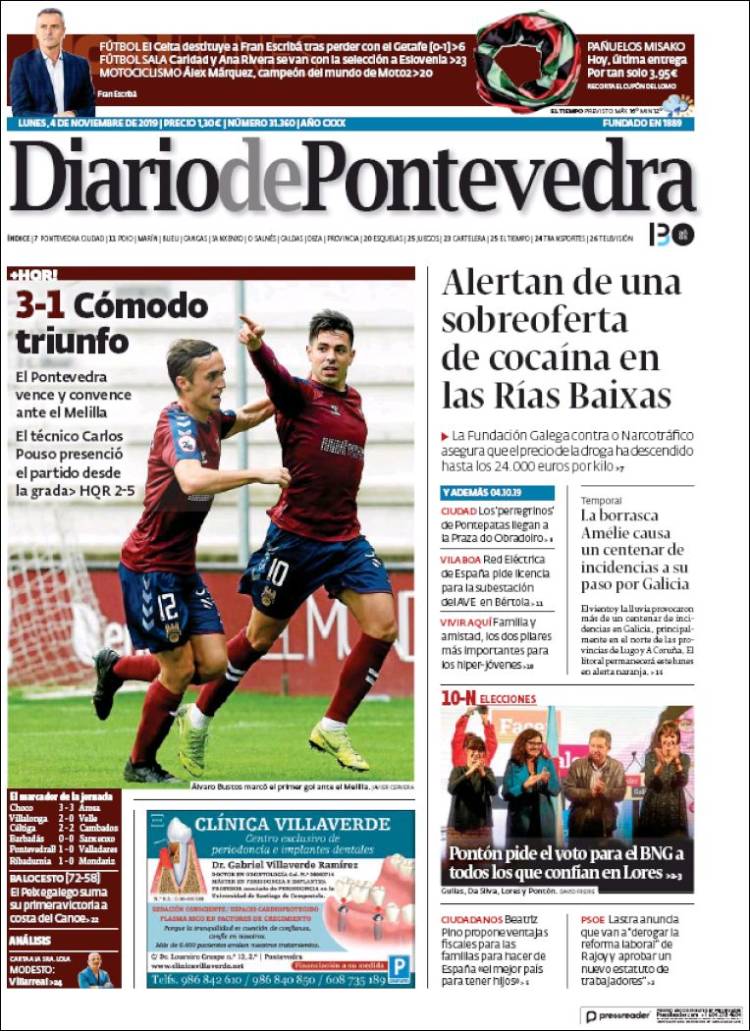 Portada de Diario de Pontevedra (España)