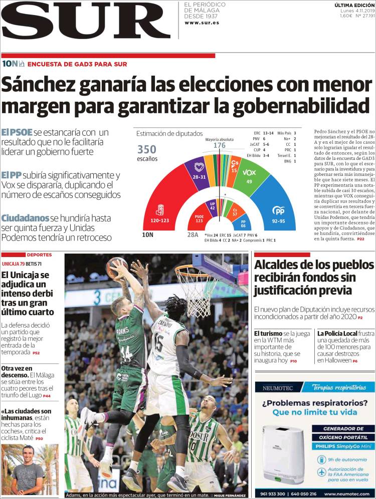 Portada de Diario el Sur (España)