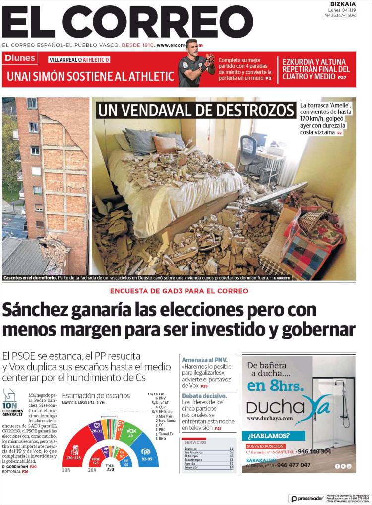 Portada de El Correo (España)