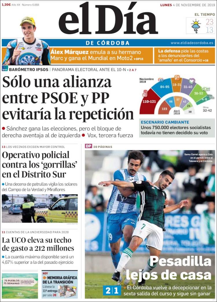 Portada de El Día de Córdoba (España)