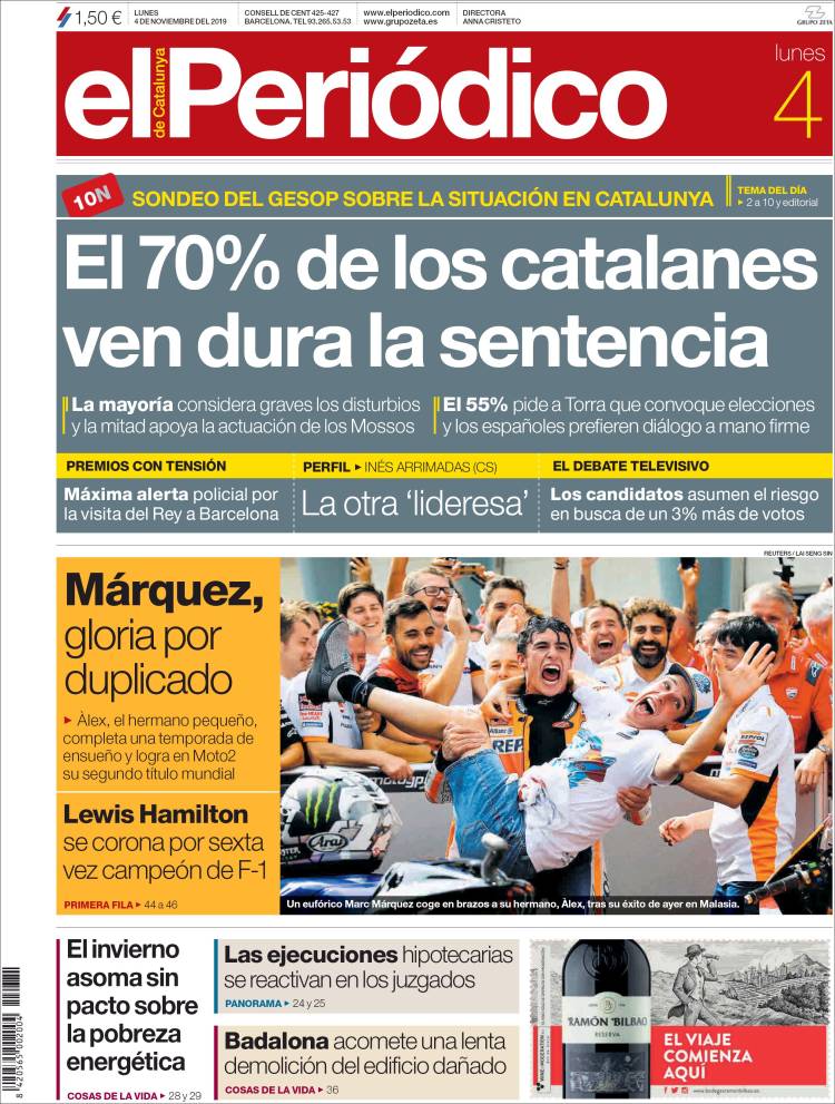 Portada de El Periódico (España)