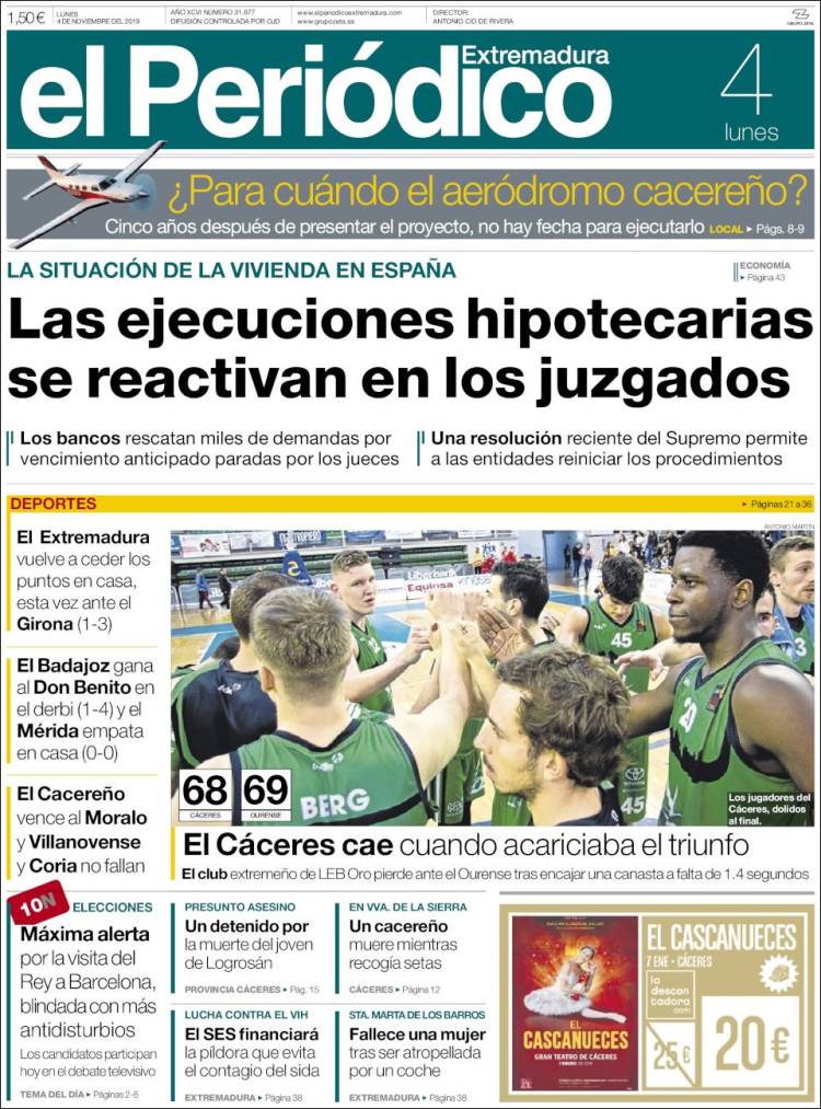 Portada de El Periódico de Extremadura (España)