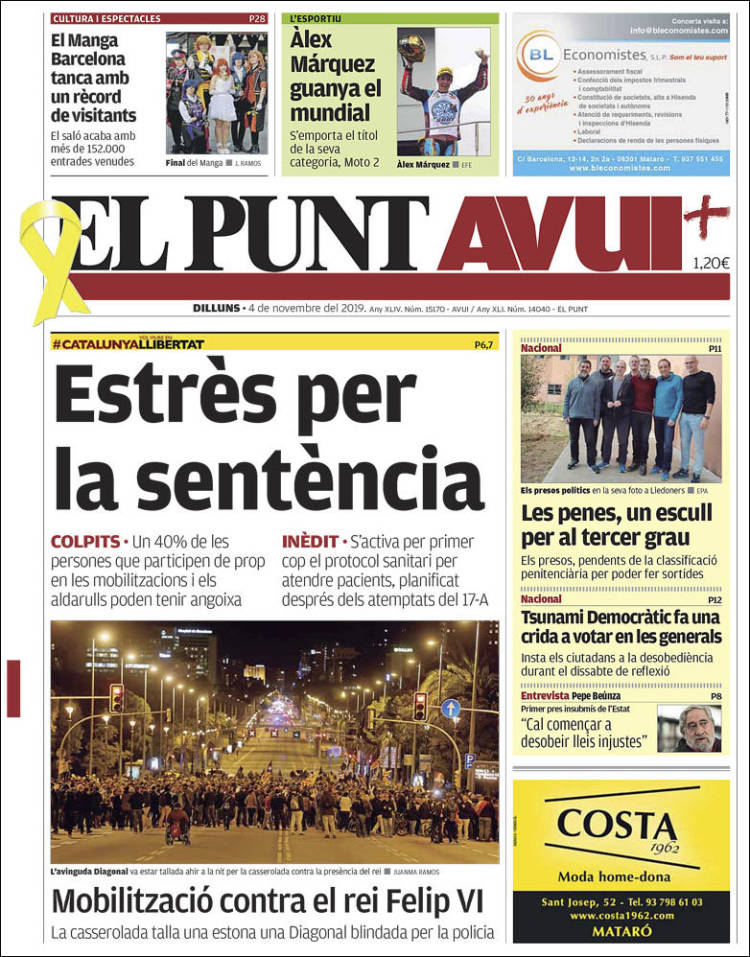 Portada de El Punt Avui (España)