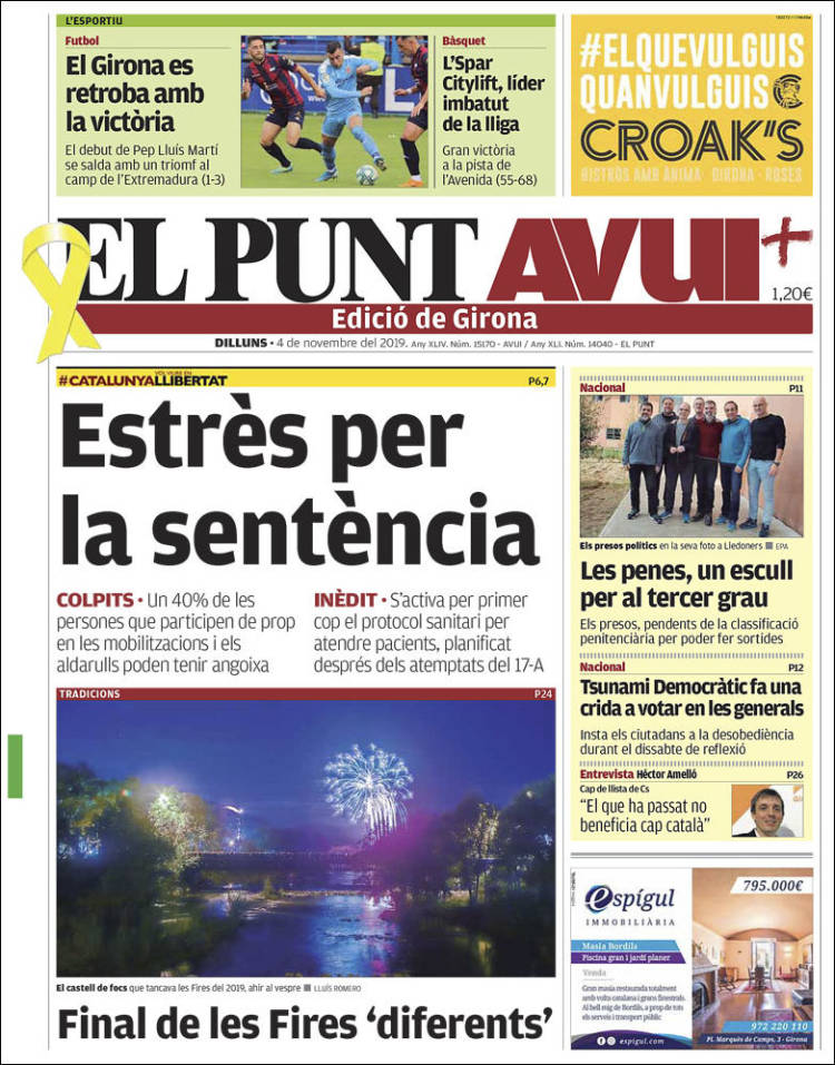 Portada de El Punt Avui - Girona (España)