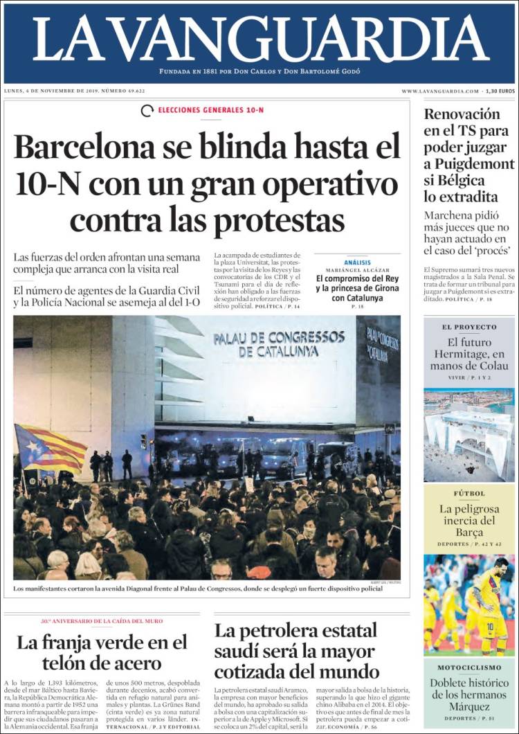 Portada de La Vanguardia (España)