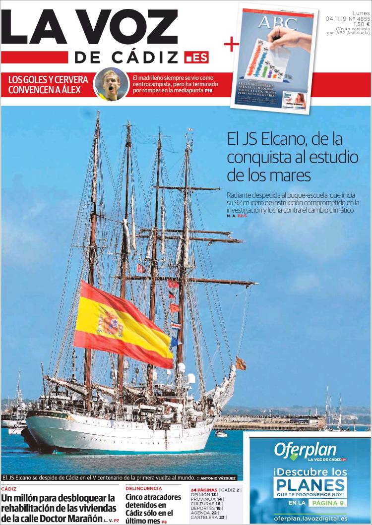 Portada de La Voz de Cádiz (España)