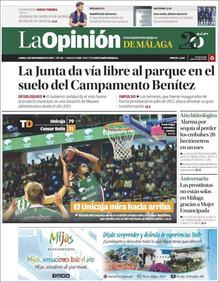 Portada de La Opinión de Málaga (España)