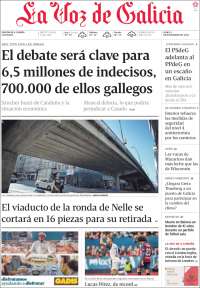 Portada de La Voz de Galicia (España)