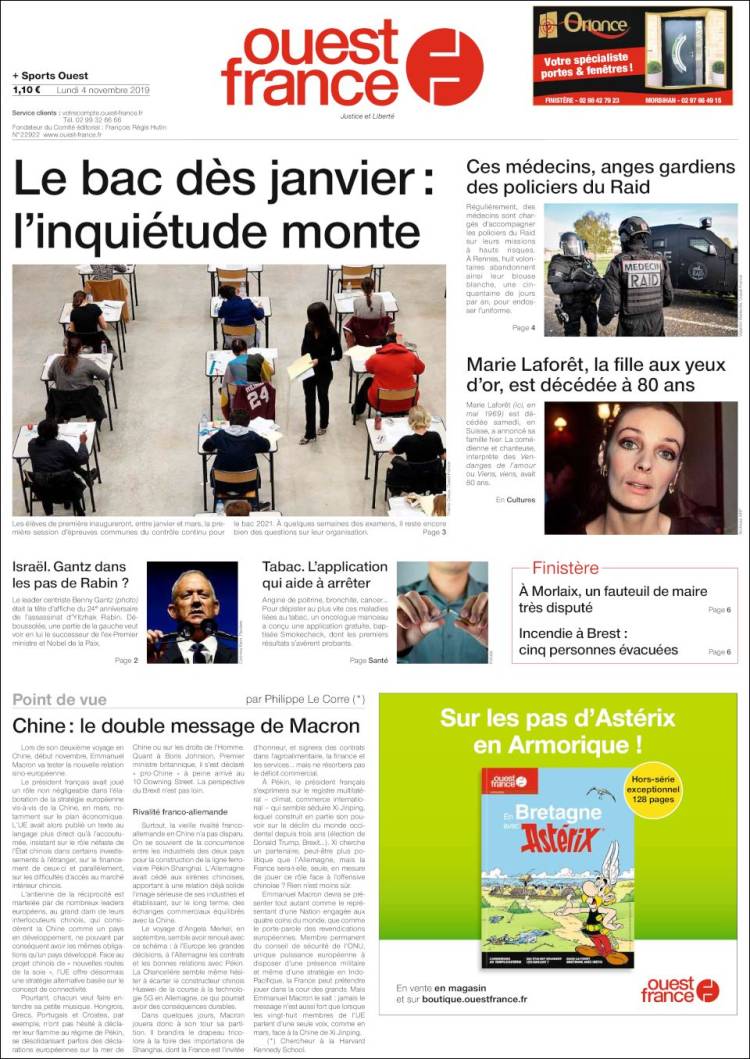 Portada de Ouest France (Francia)