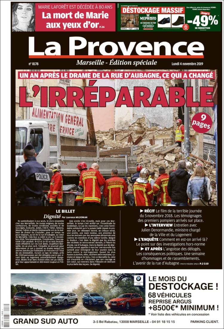 Portada de La Provence (Francia)