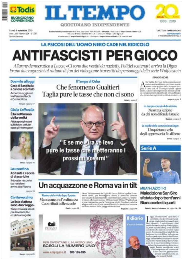 Portada de Il Tempo (Italia)