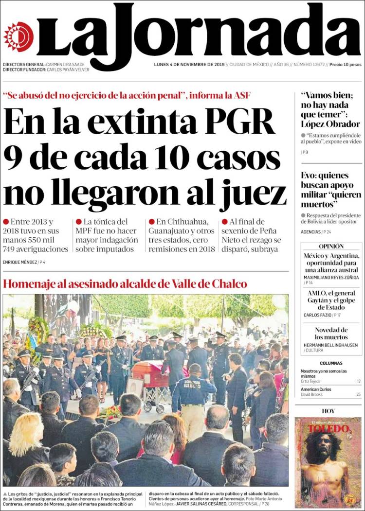 Portada de La Jornada (M&eacute;xico)