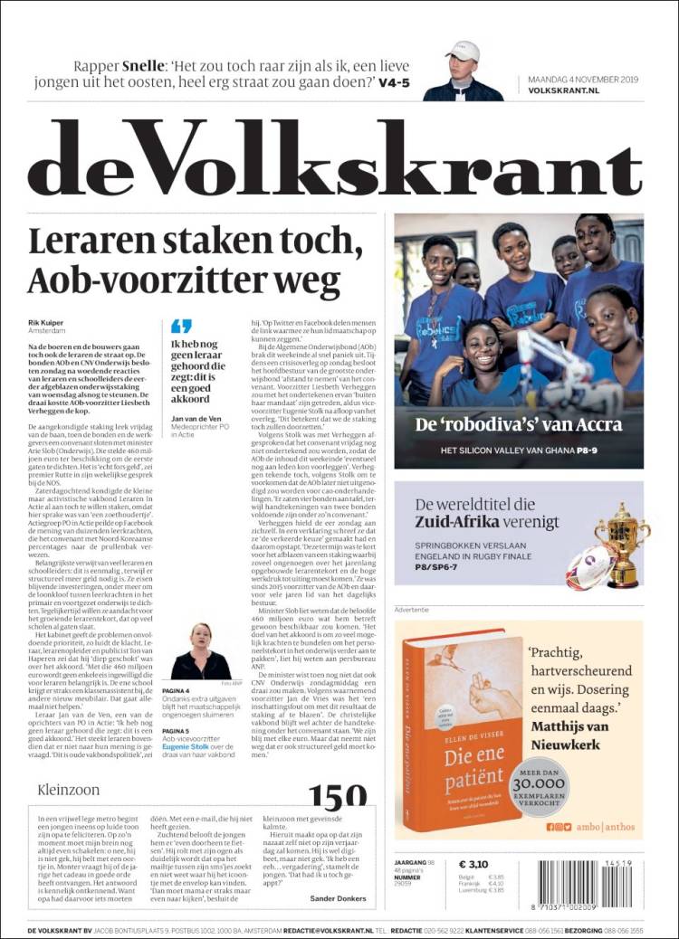 Portada de De Volkskrant (Pa&iacute;ses Bajos)
