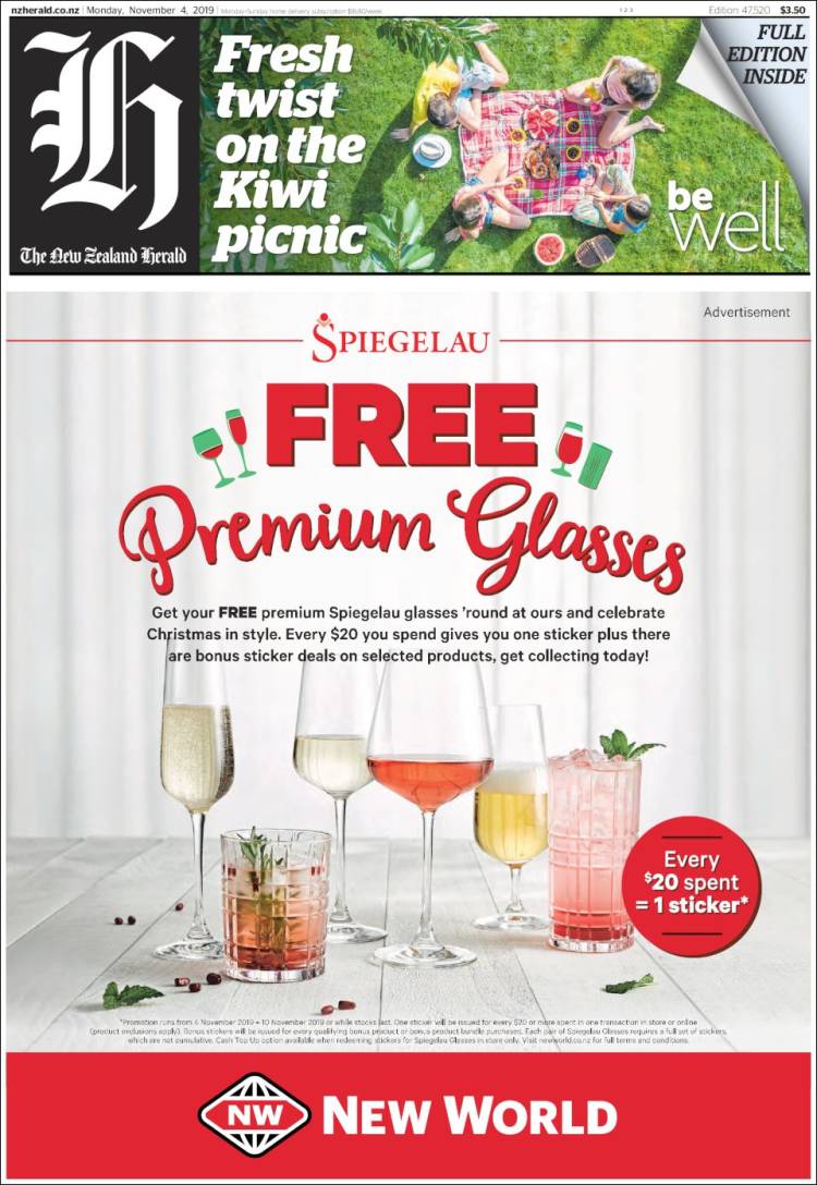 Portada de The New Zealand Herald (Nueva Zelanda)