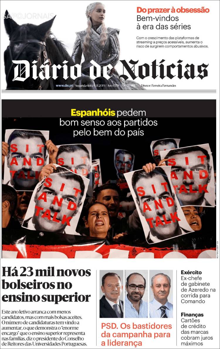 Portada de Diário de Noticias (Portugal)