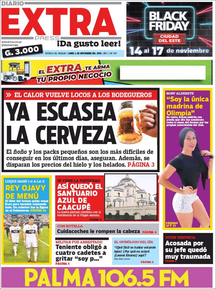 Portada de Diario Extra (Paraguay)