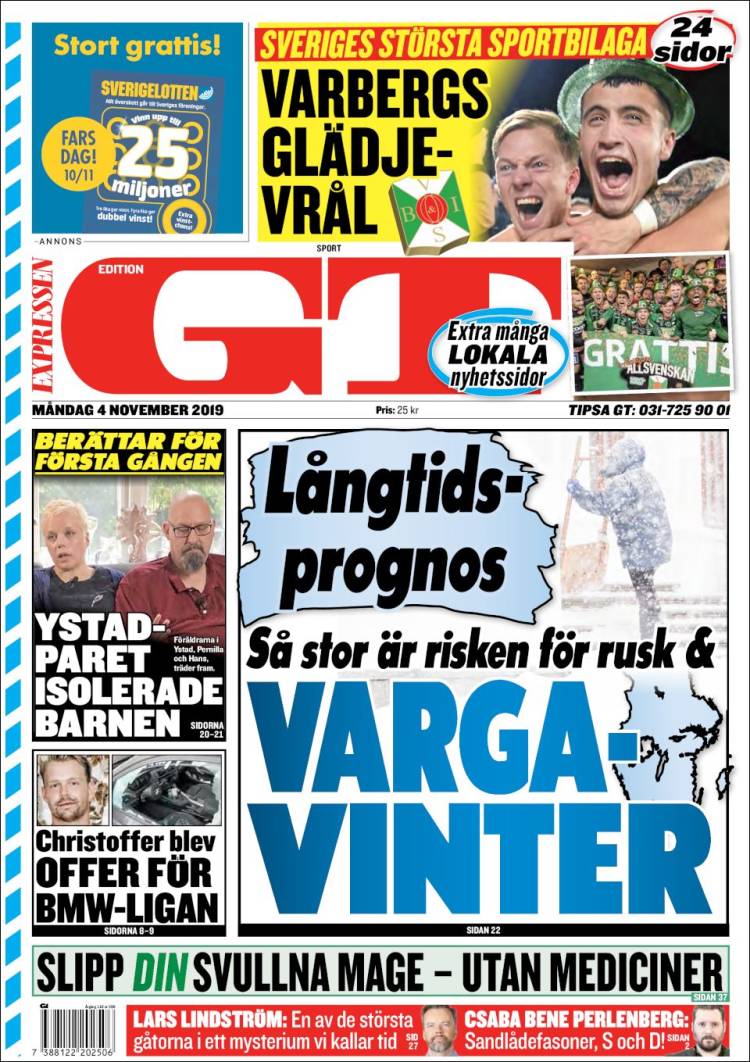 Portada de Göteborgstidningen (Suecia)