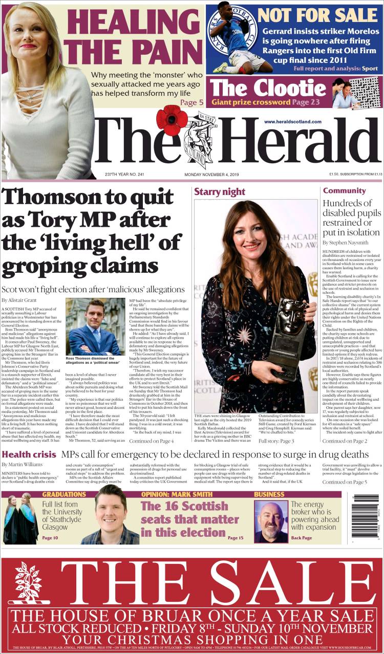 Portada de The Herald (Reino Unido)