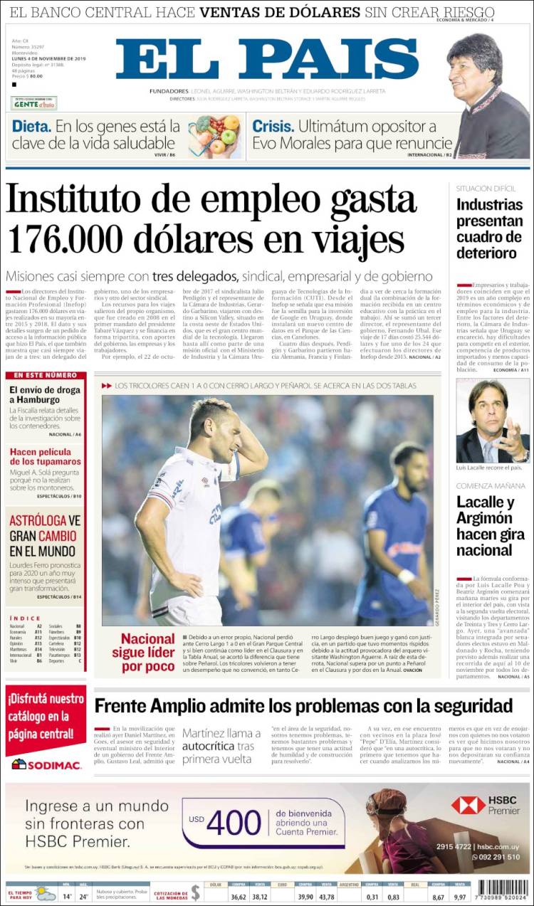 Portada de El País (Uruguay)