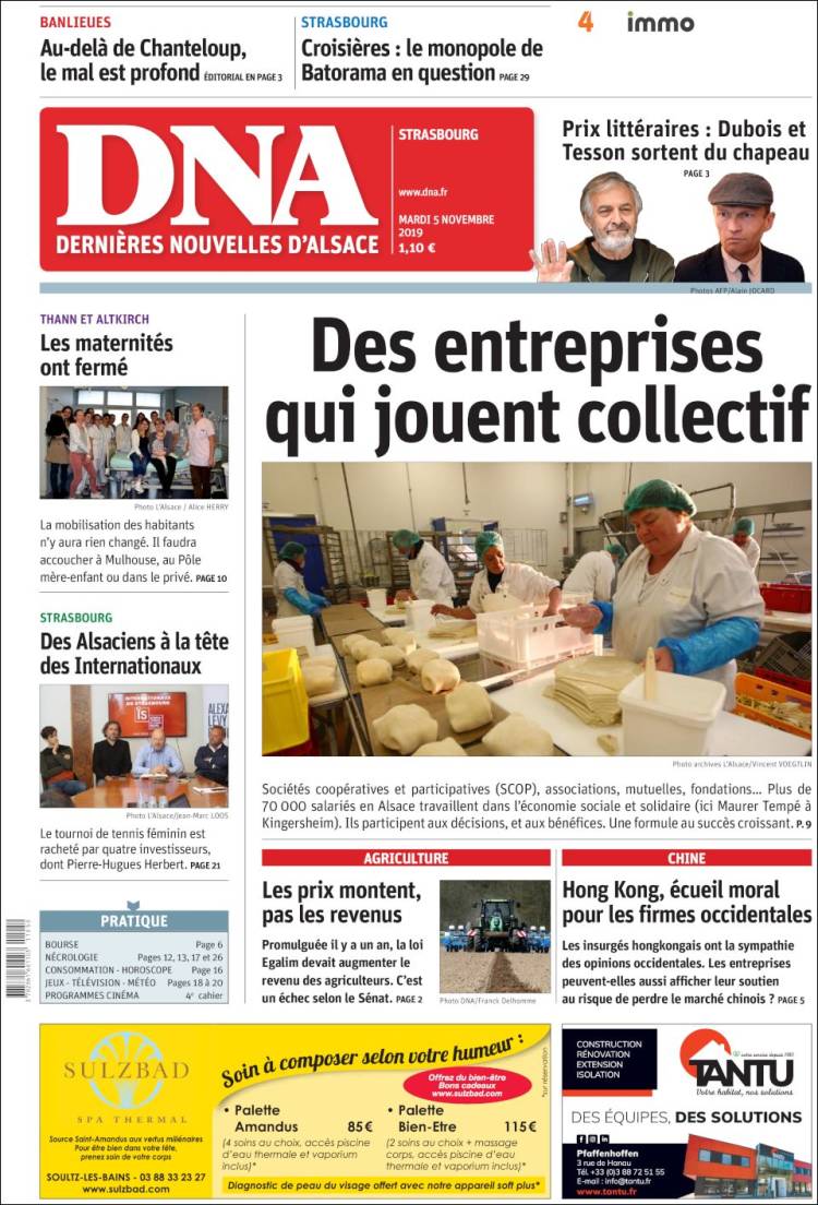 Portada de Les Dernières Nouvelles d'Alsace (Francia)