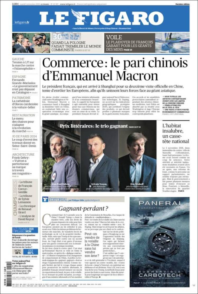 Portada de Le Figaro (Francia)