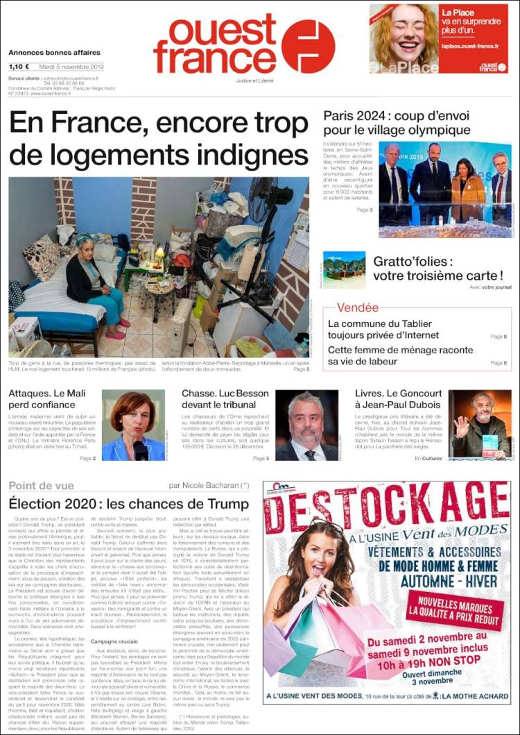 Portada de Ouest France (Francia)