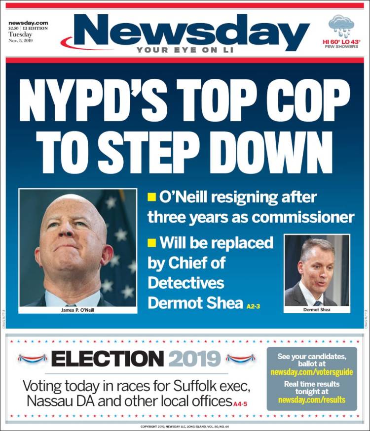 Portada de Newsday (USA)