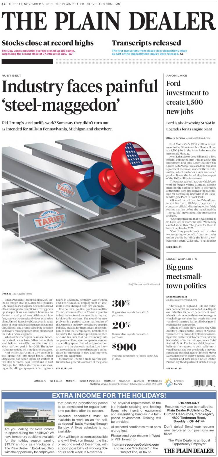 Portada de The Plain Dealer (USA)