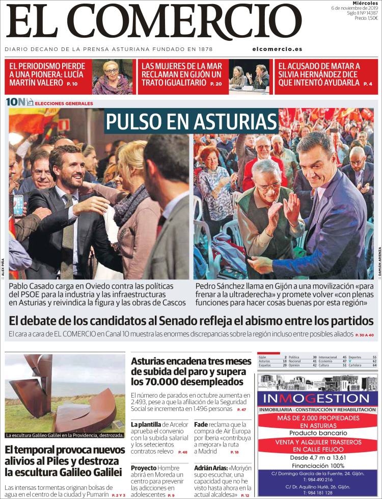 Portada de El Comercio - Gijón (Espagne)